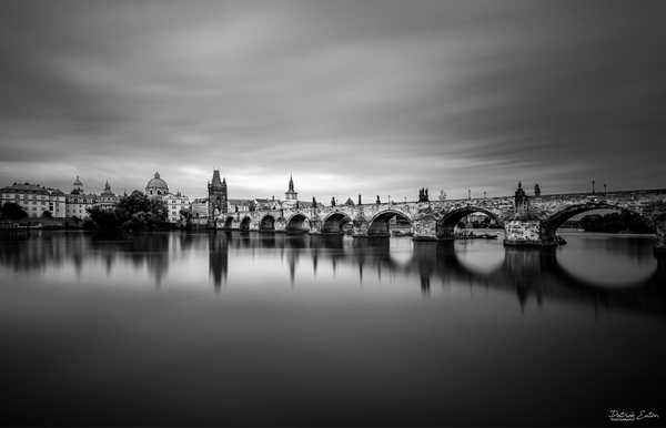 Prague - Charles Bridge 002 - N - Black & White - Patrick Eaton Photography 