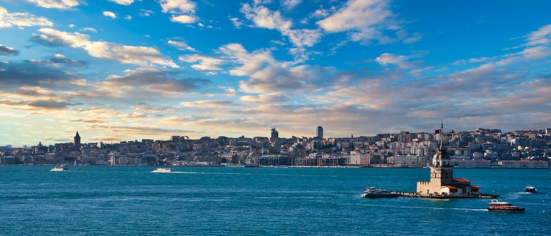 Sunset over Istanbul and the Maiden's Tower