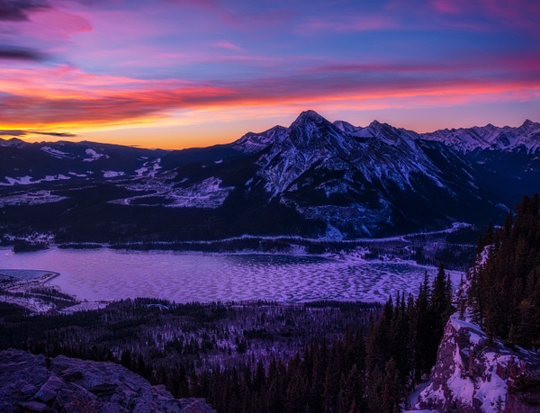 Dreamy Barrier Lake Lookout Sunrise, Kananaskis, Alberta, Canada
